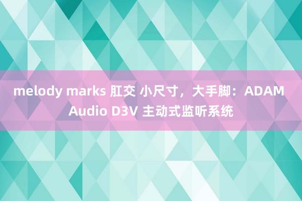 melody marks 肛交 小尺寸，大手脚：ADAM Audio D3V 主动式监听系统